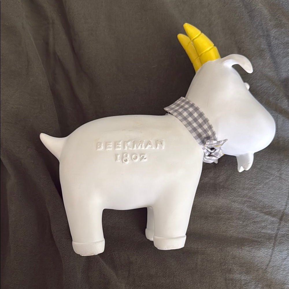 Beekman 1802 White Goat Figurine with Yellow Horns